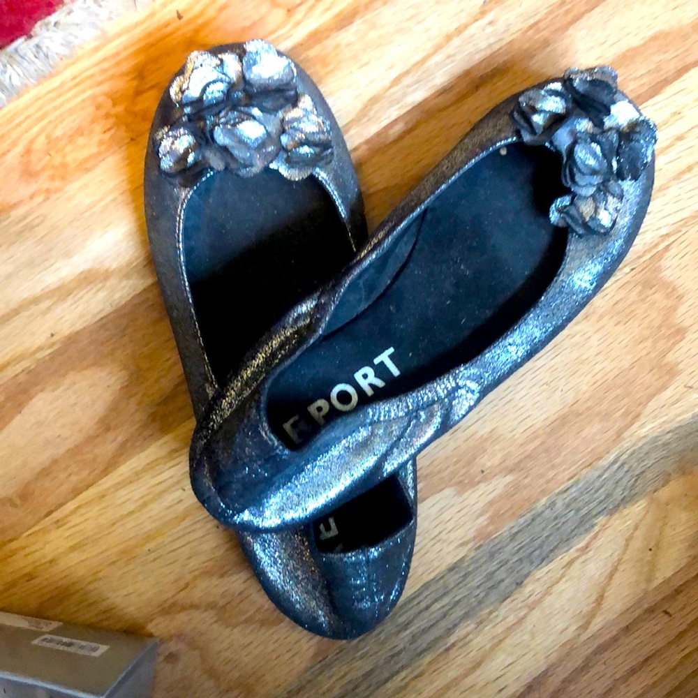 Silver soft ballet flats with flower: Nordstrom